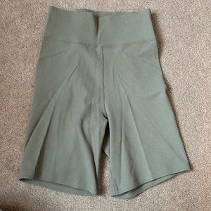 Green ribbed biker shorts from Pink.